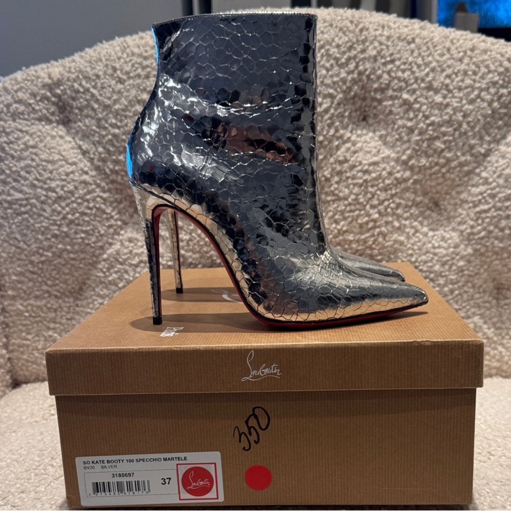 Christian Louboutin Metallic Silver Heeled Boots